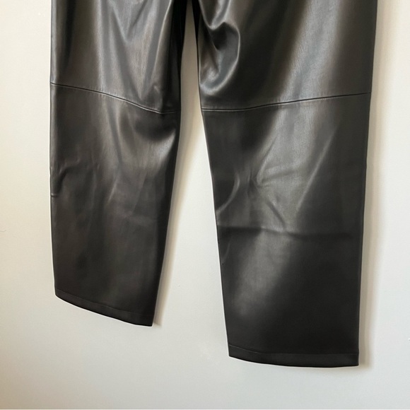 Mango MNG Lille Black Vegan Faux Leather Seamed Straight Leg Trouser Pants Sz 4 - Picture 15 of 16